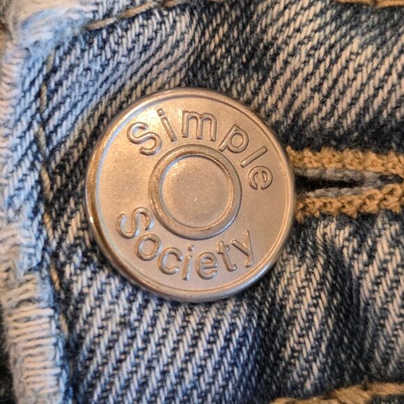 Simple Society High Rise Women's Cargo Jeans Straight Leg Grunge Denim Y2K 5/27 - Picture 7 of 8